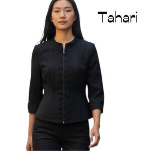 Tahari Cropped Black Corset Style Jacket Size 6